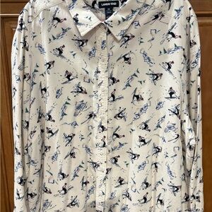 Lands' End Cream Ski Pattern Women's Shirt 3X